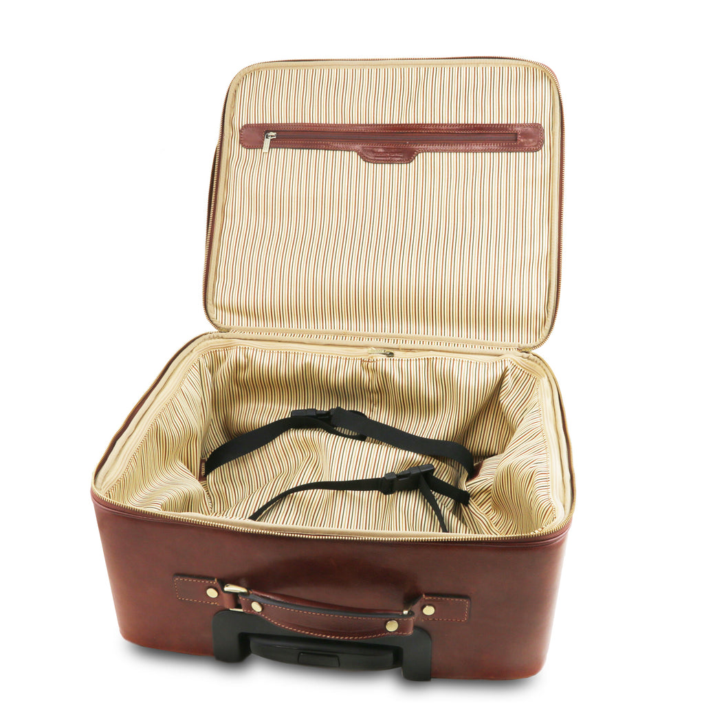 VARSAVIA Leather Pilot Case With two Wheels