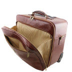 VARSAVIA Leather Pilot Case With two Wheels
