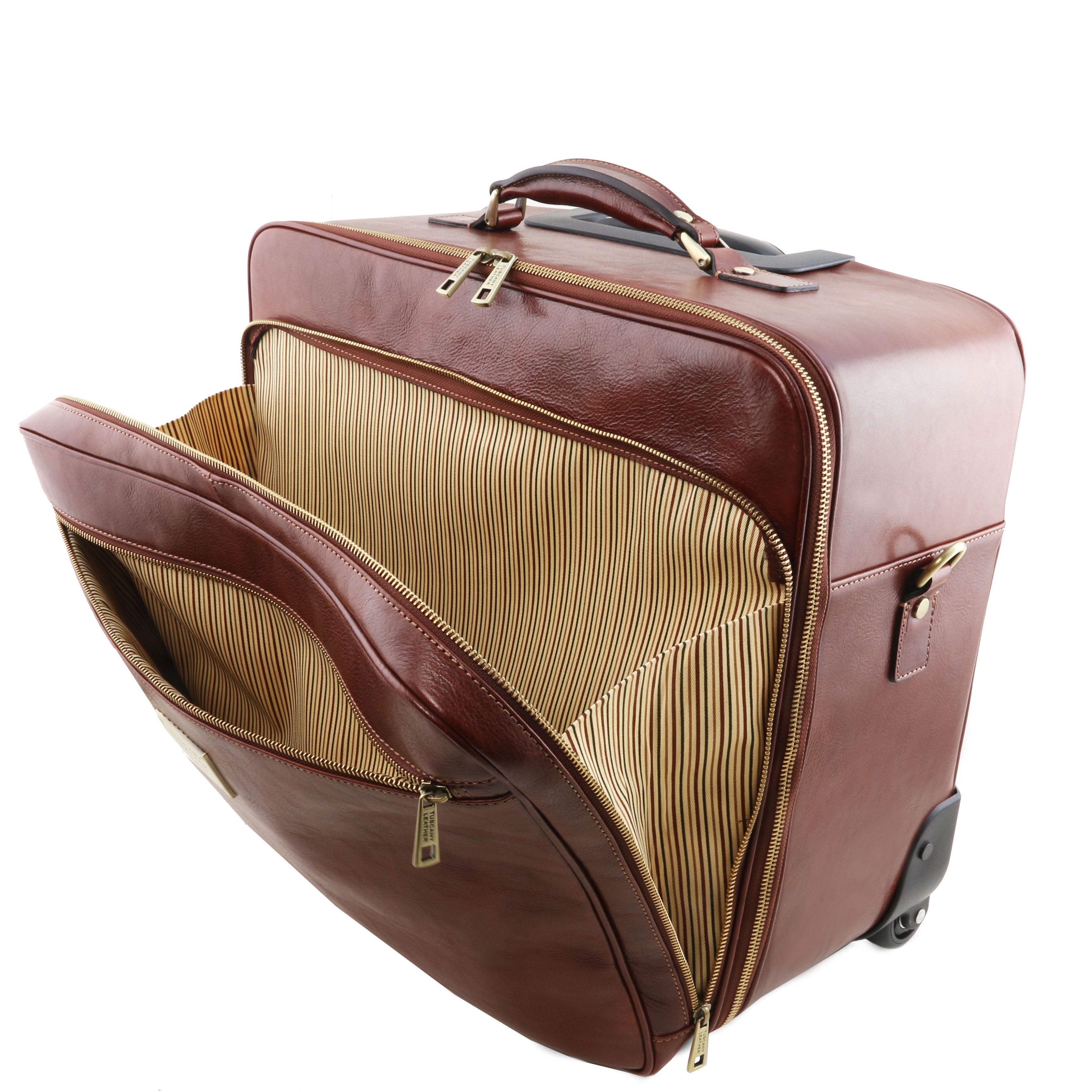 VARSAVIA Leather Pilot Case With two Wheels