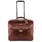 VARSAVIA Leather Pilot Case With two Wheels