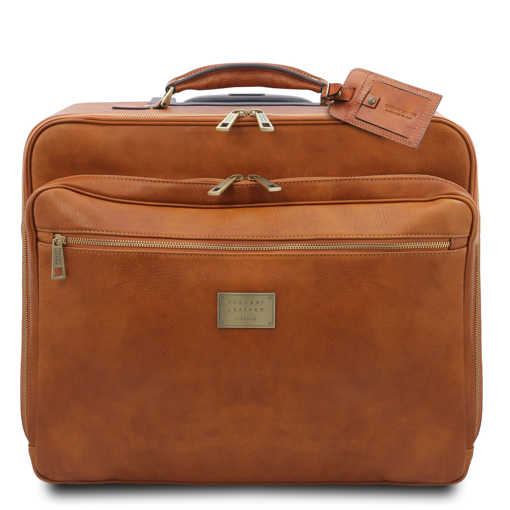 VARSAVIA Leather Pilot Case With two Wheels