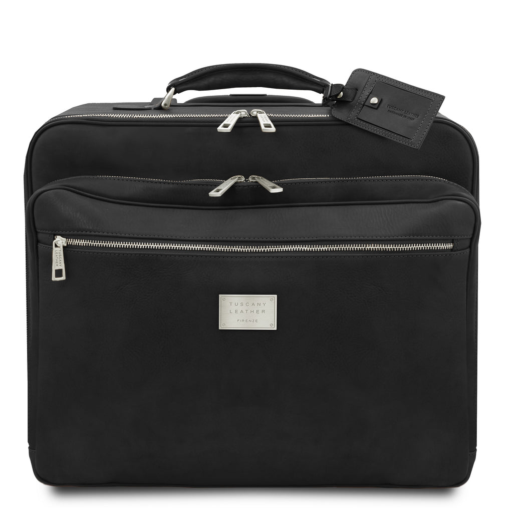 VARSAVIA Leather Pilot Case With two Wheels