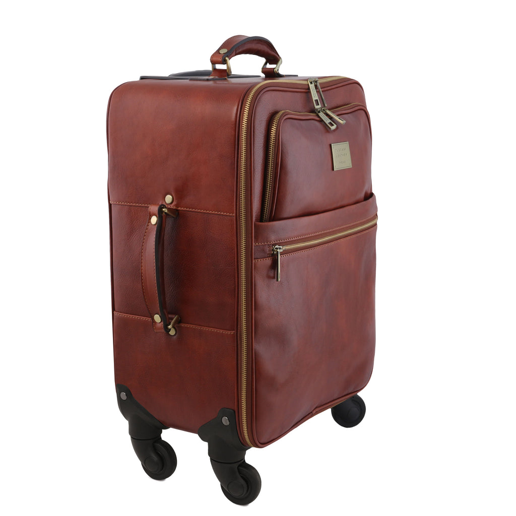 TL VOYAGER 4 Wheels Vertical Leather Trolley