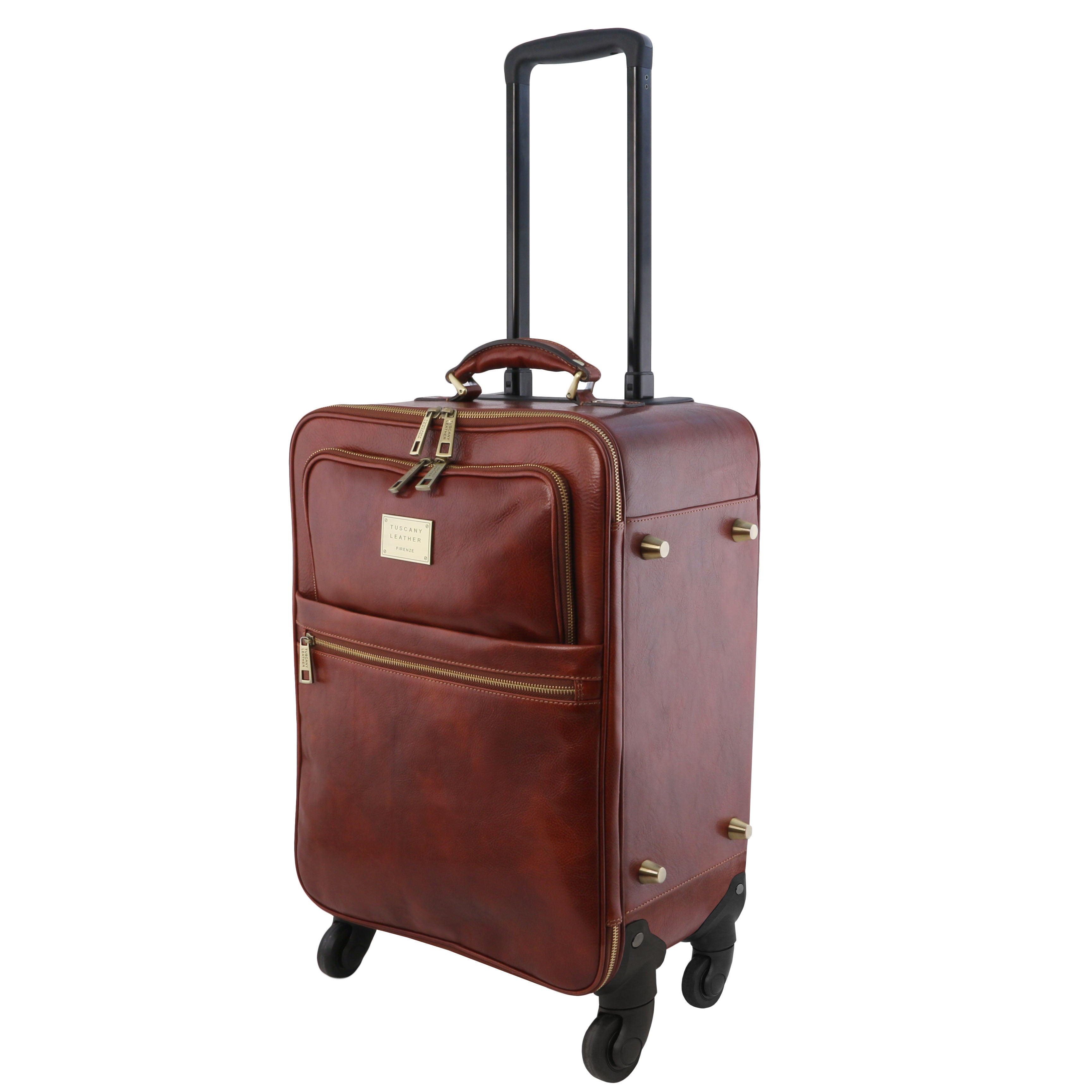 TL VOYAGER 4 Wheels Vertical Leather Trolley