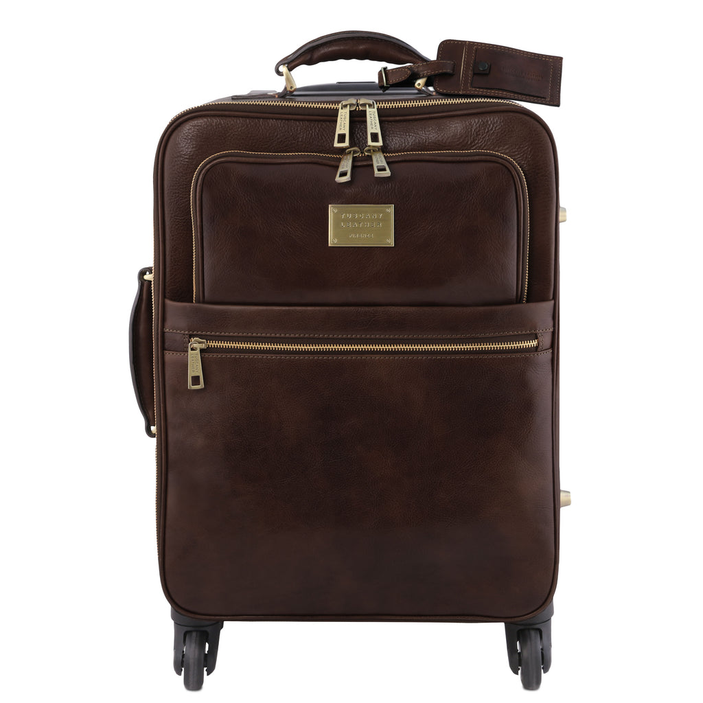 TL VOYAGER 4 Wheels Vertical Leather Trolley
