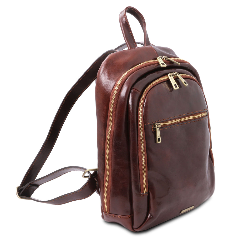 PERTH 2 Compartments Leather Backpack