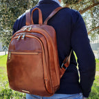 PERTH 2 Compartments Leather Backpack