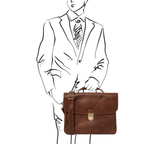ALESSANDRIA LEATHER MULTI COMPARTMENT LAPTOP BRIEFCASE