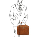 PISA Leather Laptop Briefcase With Front Pocket