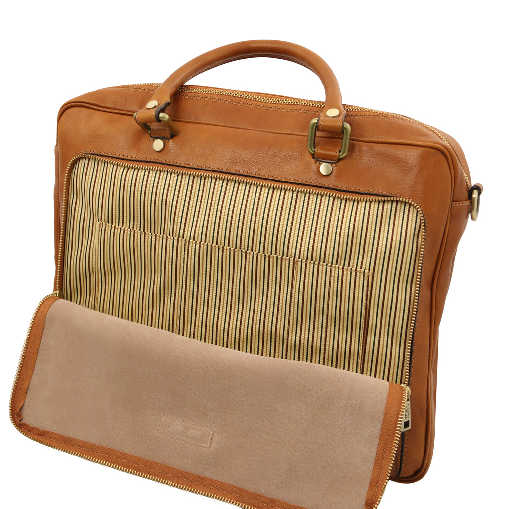 PISA Leather Laptop Briefcase With Front Pocket