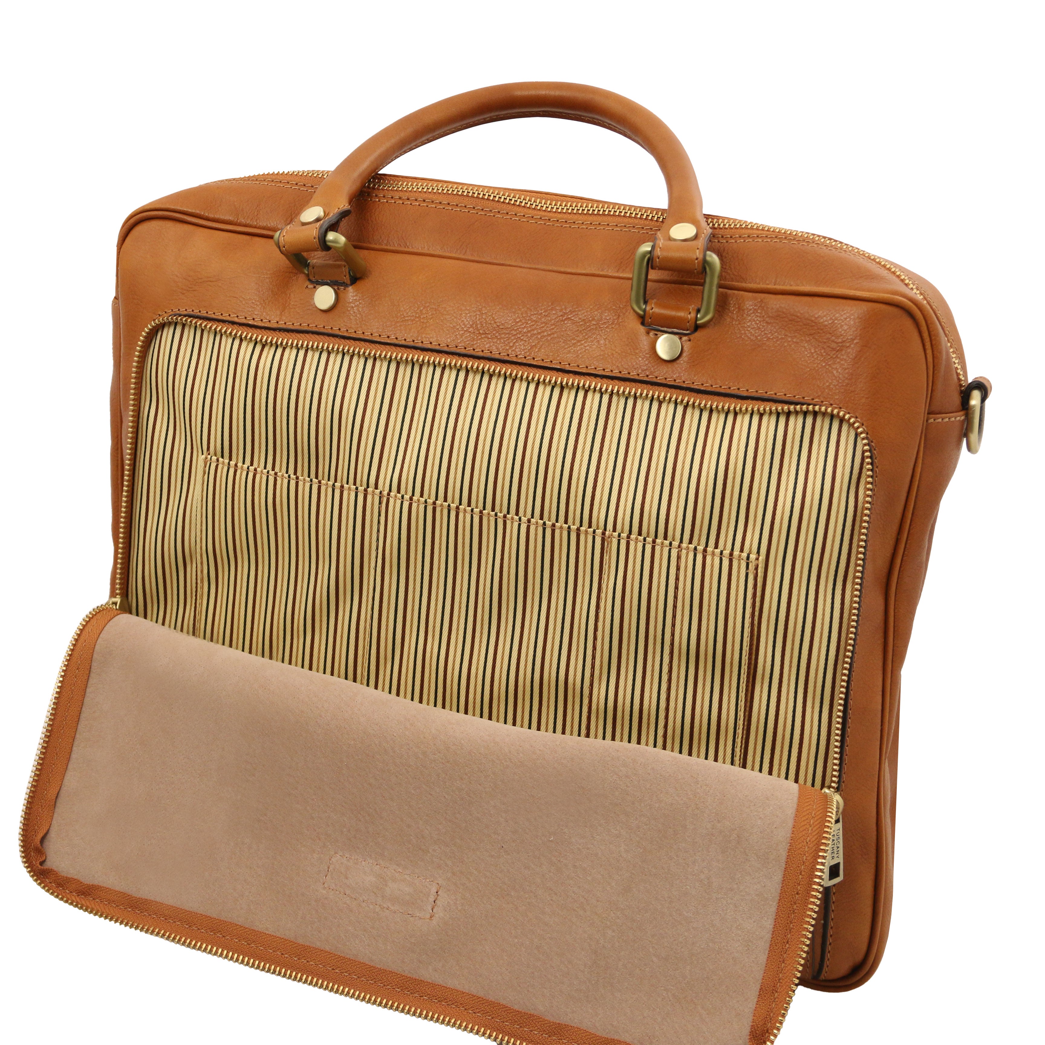 PISA Leather Laptop Briefcase With Front Pocket