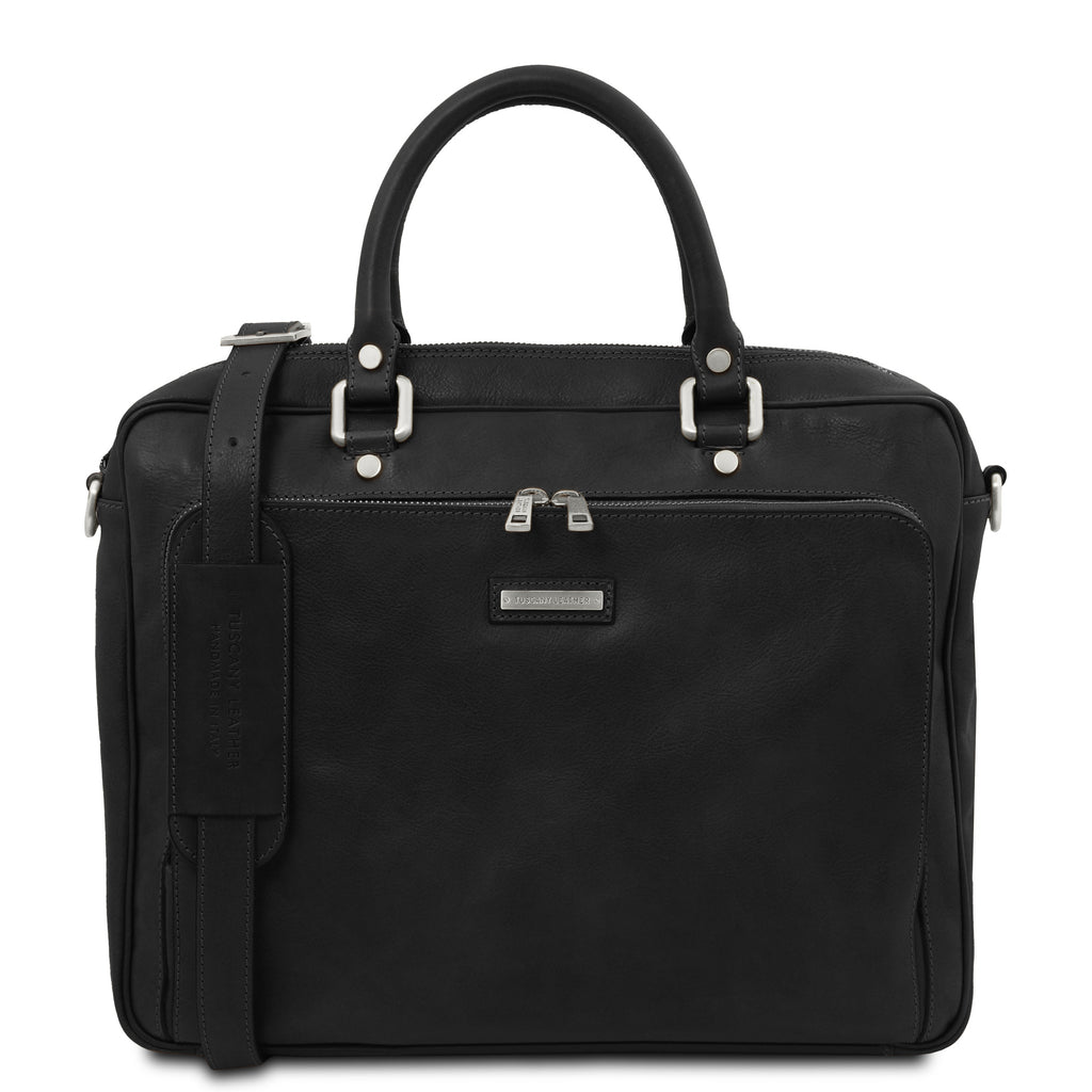 PISA Leather Laptop Briefcase With Front Pocket