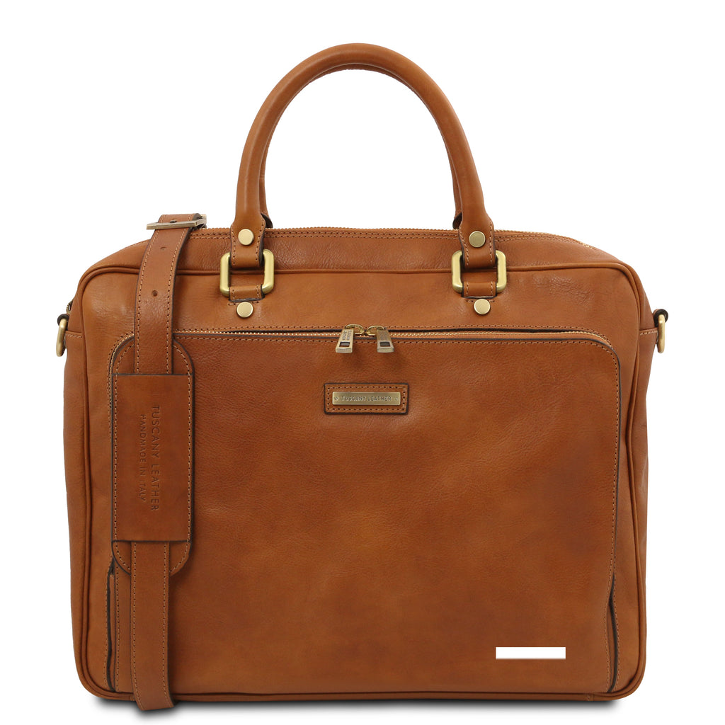 PISA Leather Laptop Briefcase With Front Pocket