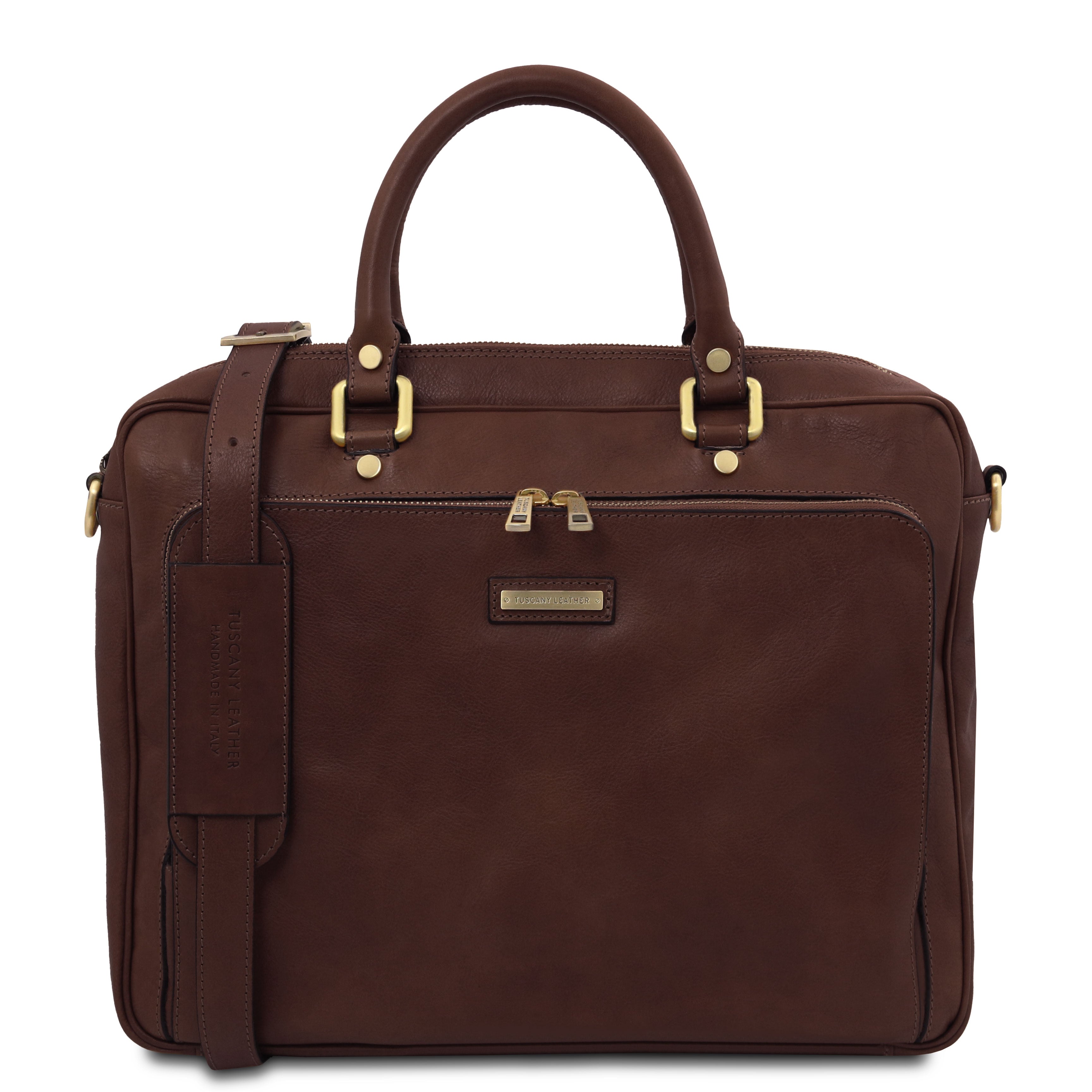 PISA Leather Laptop Briefcase With Front Pocket