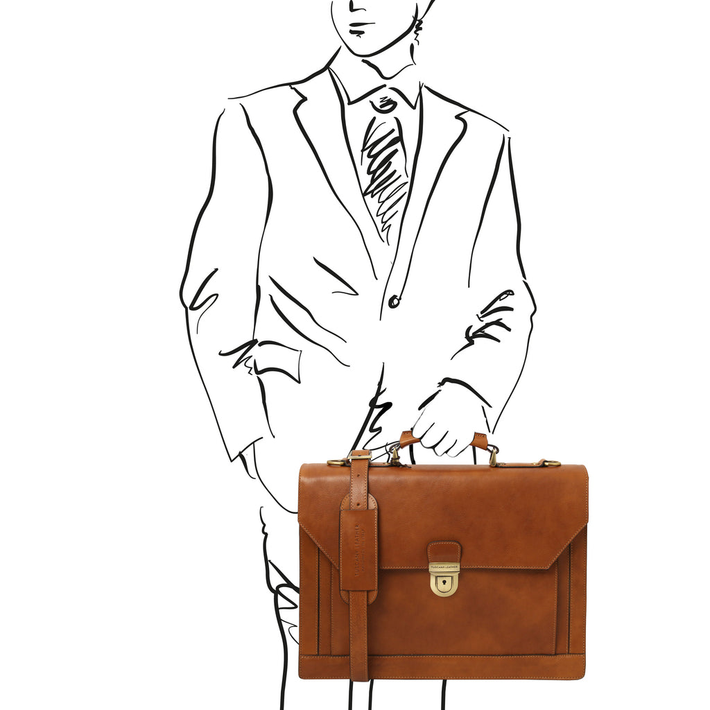 CREMONA Leather Briefcase 3 Compartments