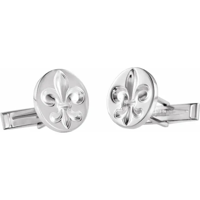 Fleur De Lis Cuff Links - Sterling Silver
