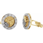 Clock Design Cuff Links - 14K White/Yellow Gold