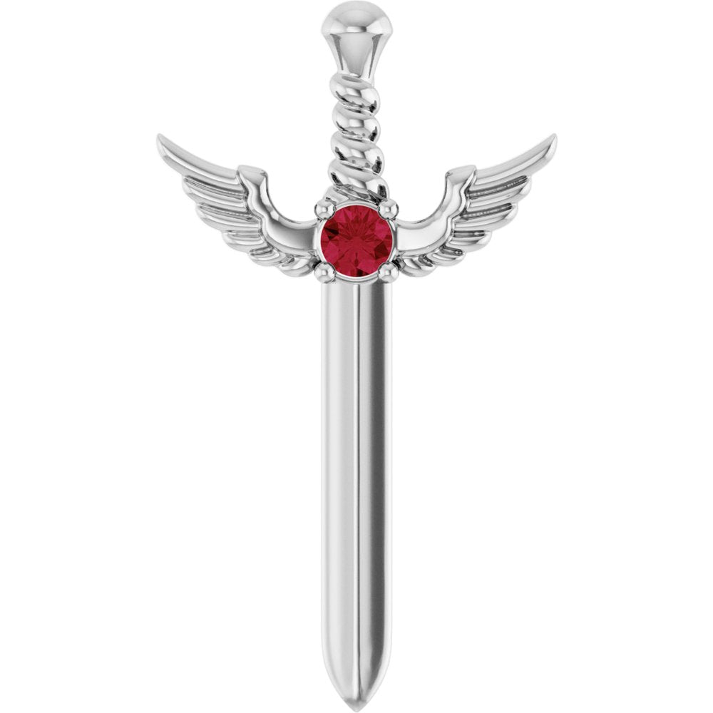 Ruby Dagger Necklace - Sterling Silver