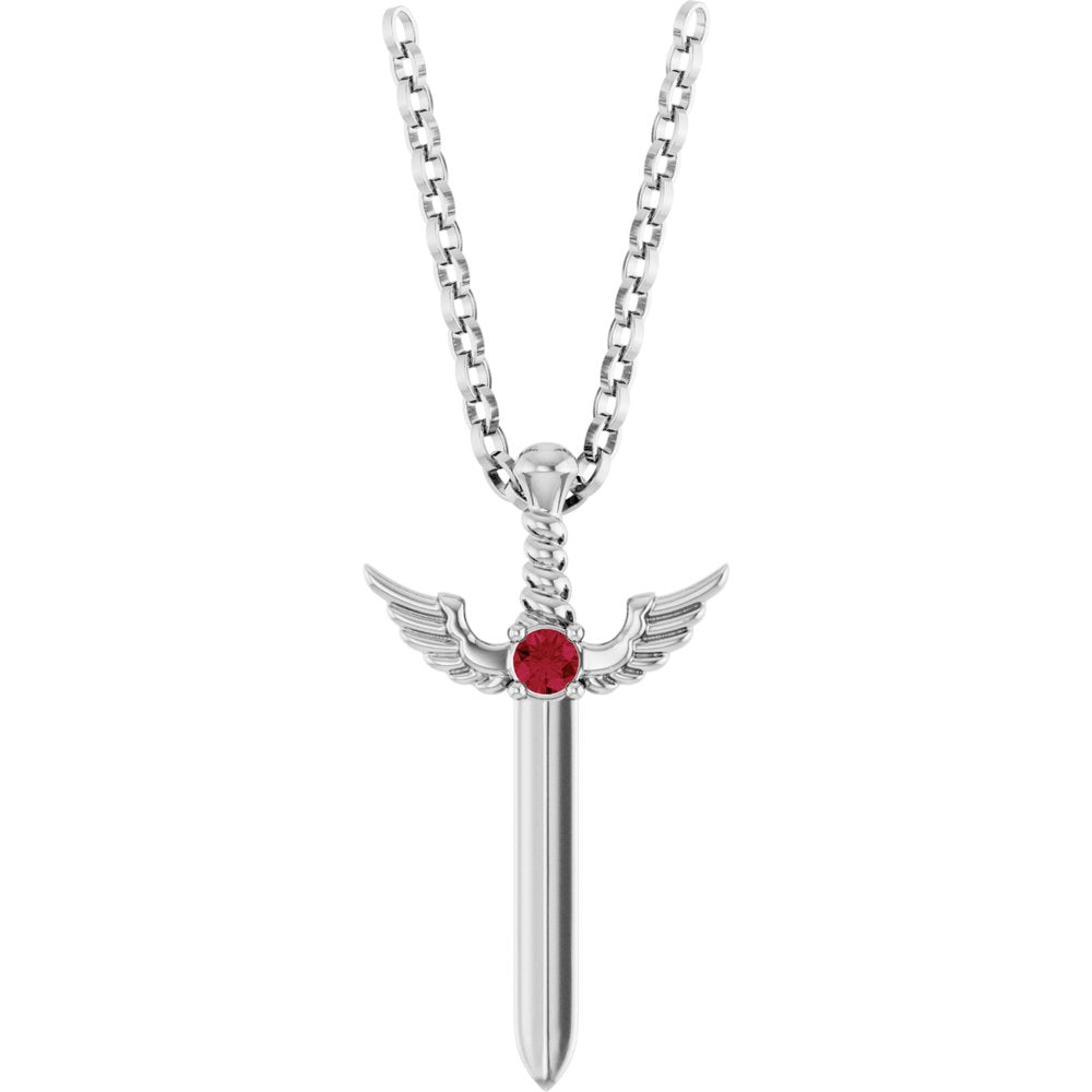 Ruby Dagger Necklace - Sterling Silver