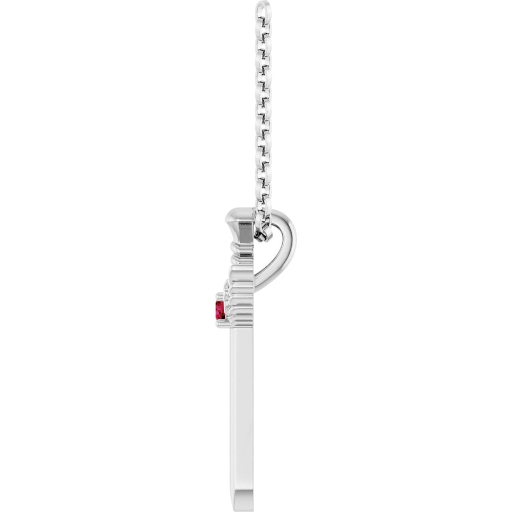 Ruby Dagger Necklace - Sterling Silver