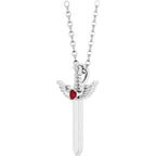 Ruby Dagger Necklace - Sterling Silver